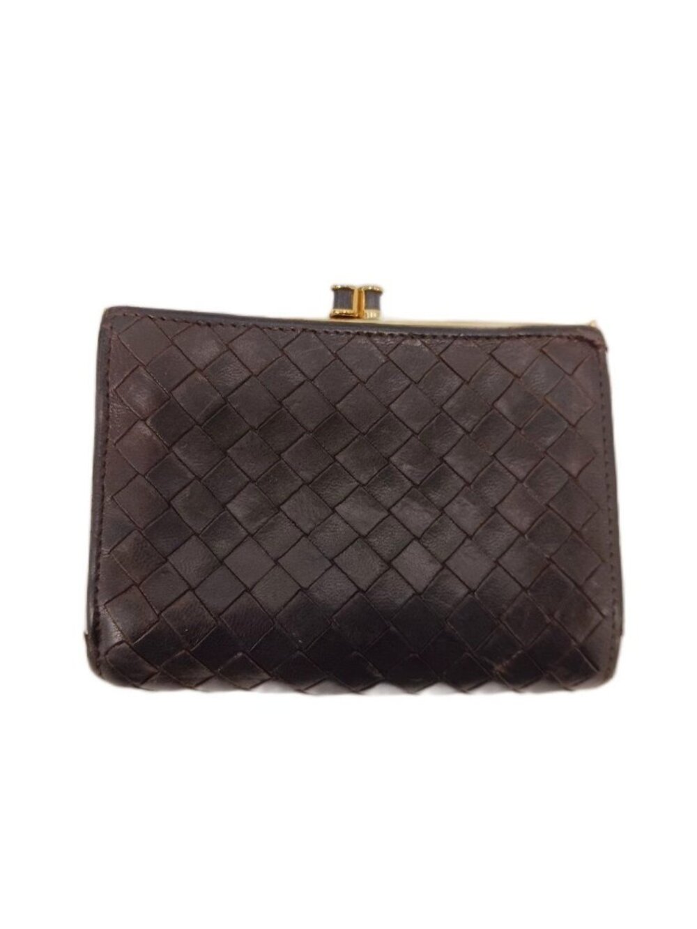 Bottega Veneta Intrecciato Wallet Trifold Coin Purse Leather Brown